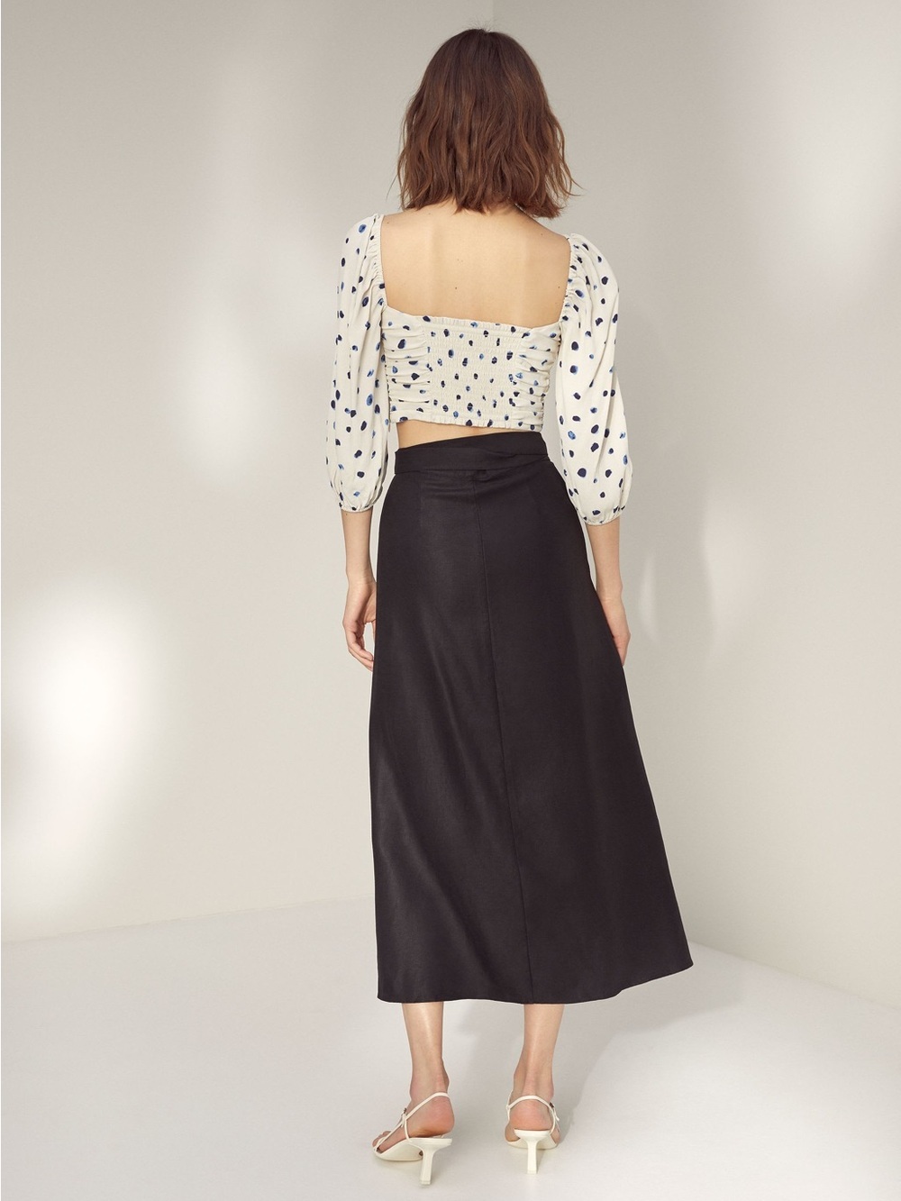 Wilfred | Eleta Wrap Midi Skirt Linen Lyocell Blend Black Size XS Aritzia - Picture 4 of 12